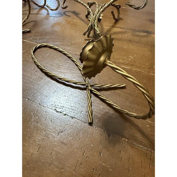 Homco Home Interiors Gold Twisted Metal Rope 2 Candle Wall Sconce & Shelves Vtg - Picture 14 of 16